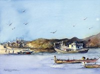 Momin Waseem, 10 x 14 Inch, Water Color on Paper, Seascape Painting, AC-MW-006